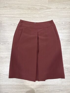 SD Collection Brick Red Front Pleat Pencil Skirt